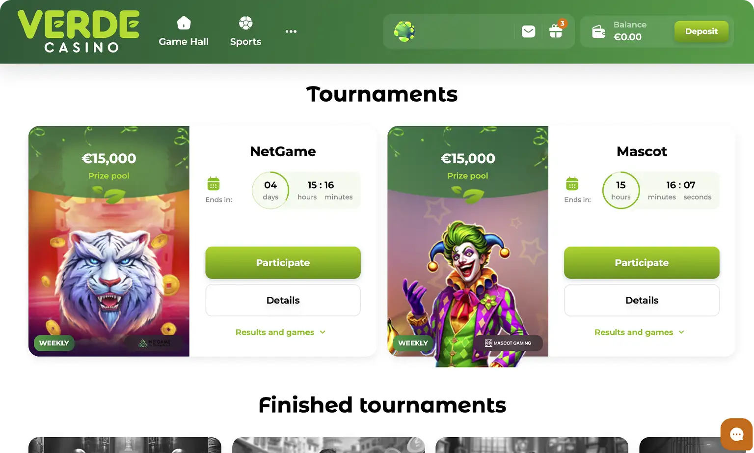 Πολυάριθμα τουρνουά Verde Casino