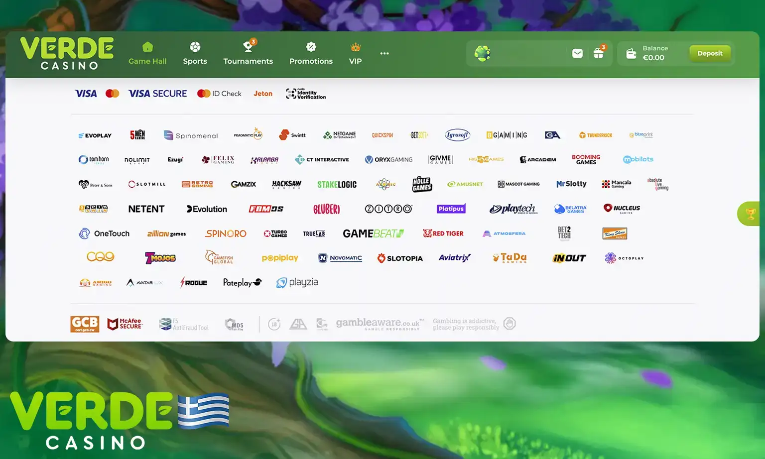 Παροχείς του Verde Casino