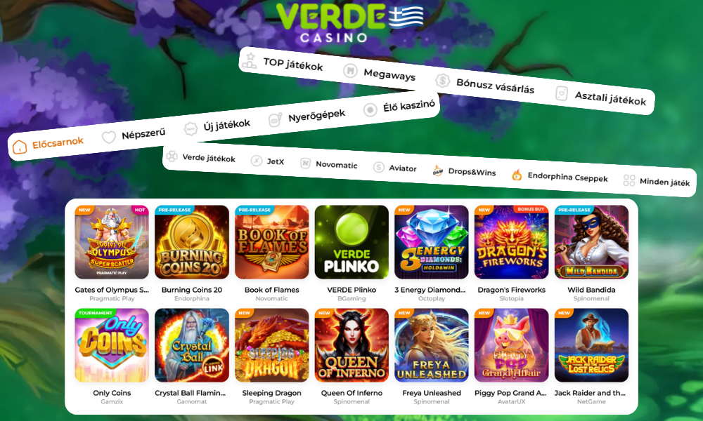 Το Verde Casino διαθέτει μια μεγάλη ποικιλία διαφορετικών παιχνιδιών
